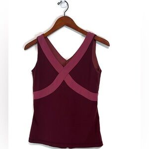 Lululemon wrap top, in red, size 8/10,built in bra, flattering fit.